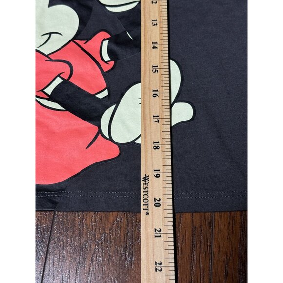 NEW Disney Minnie Mouse Graphic Tee Womens M Grey Asphalt Sleeve Spellout Shirt - Picture 8 of 9